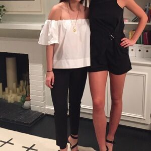 Vince White Off the Shoulder Cotton Blouse